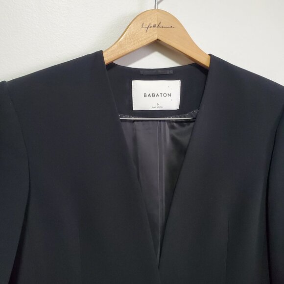 BABATON Rockwell Blazer Single Button Collarless Fitted Evening Black Women's 6 - Picture 3 of 13